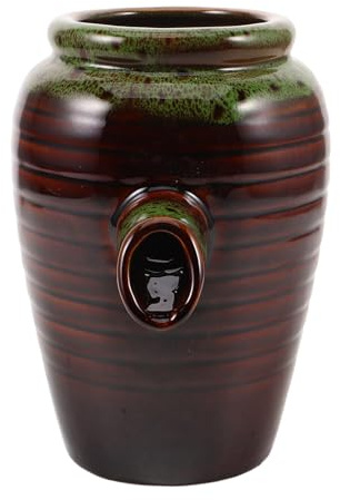 iplusmile Pot en Céramique pour Fontaine de Jardin Petite Taille Couleur Brun Four à Effet Unique Filtre à Eau Naturel pour Aquarium Circulation d'eau Décoration Cascade d'Intérieur pour