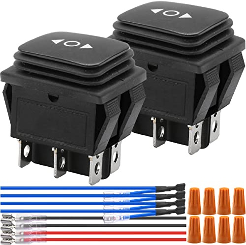 HAAMNING7 Interruttore momentaneo Interruttore a bilanciere motore inverso di polarità DC12V 10A Controllo jack per barche Interruttore ON/OFF/ON DPDT con filo, 2 pezzi