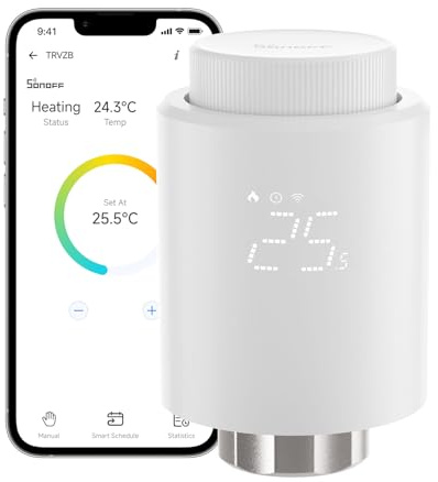 SONOFF Zigbee Thermostatic Radiator Valve, TRVZB, Add-On Smart Radiator Valve For Smart Home Control, Easy Installation, Save Heating Costs, Works With Alexa, Google Home (Pack of 6)