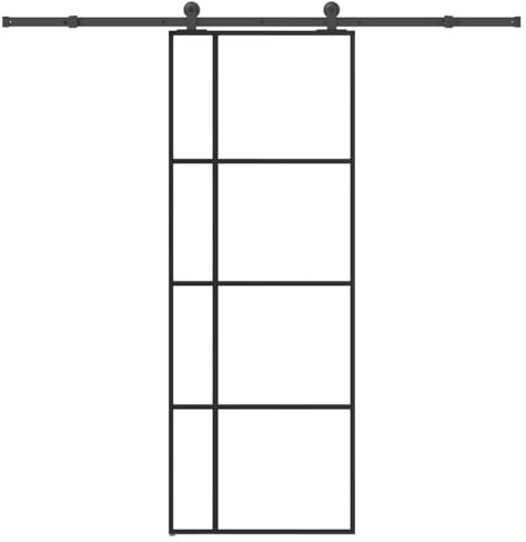 YunCangg Porte coulissante en verre avec matériel 76 x 205 cm Verre ESG et aluminium Cadre noir pour entrée, couloir, sous-sol, rénovation, glissement silencieux et design peu encombrant