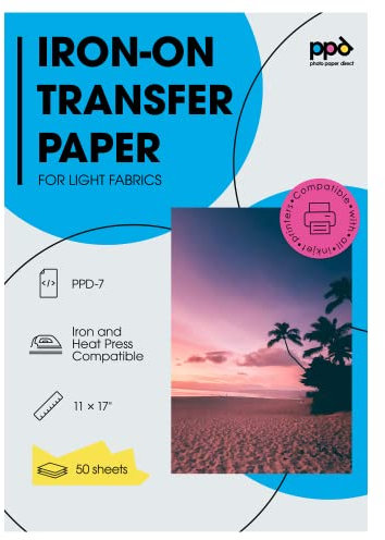 PPD PPD007-50 Transferpapier zum Aufbügeln, für T-Shirts, 28 x 43 cm, 50 Blatt