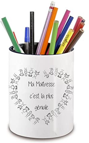 Pot à crayons pour une maîtresse géniale - idée cadeau fin d'année scolaire