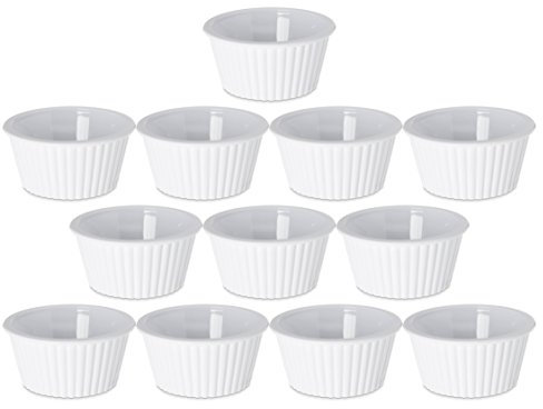 Lot de plastique Blanc cannelé rond empilable 113,4 gram ramequins – Idéal pour n'importe quelle Cuisine pour préparation Nourriture ou plats de service. – Noir Marque Canard.