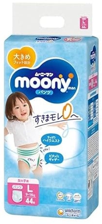 Moony Japanische Windeln PL girl 9-14 kg. (44 Stück, Größe 3+)
