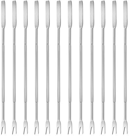 HEMOTON 24pcs Fruits de Mer Cracker Acier Inoxydable Mollusques et Crustacés Fourchettes Crabe et Outil de Casse-Noix de Cuisine, Siliver