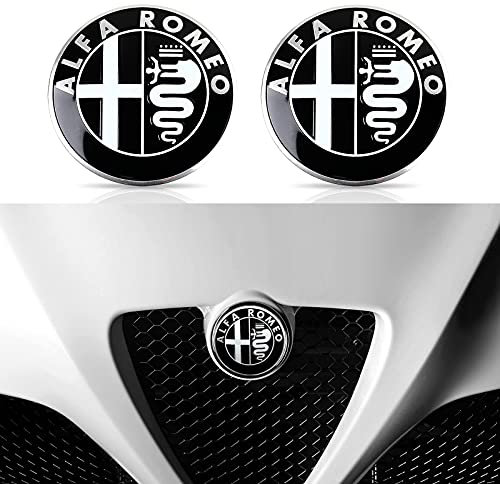 2PCS 74MM für Alfa Romeo Logo Emblem Badge Aufkleber, für Giulietta Spider Mito 147 156 159 166 GT Stelvio Giulia Car Styling (Black)