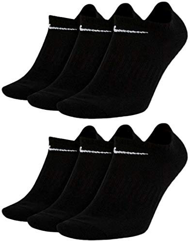 Nike Socken 6 Paar Sneakersocken Füßlinge Socken SX7678 Weiß Grau Schwarz, Farbe:Schwarz, Socken Neu:42-46