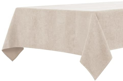 BALCONY & FALCON Tischdecke 140 x 240 cm Eckig Wasserdicht Tischdecke Flaumoptik Tischtuch abwaschbar Tischtuch Flaum Tischläufer Tischwäsche Eckig Beige