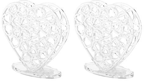 Vosarea Serviettenablage Tischserviettenspender 2 Stück Acryl Serviettenhalter Klares Herz Papierserviettenhalter für Tisch Abendessen Serviettenspender für Küche Restaurant Dekor Zubehör