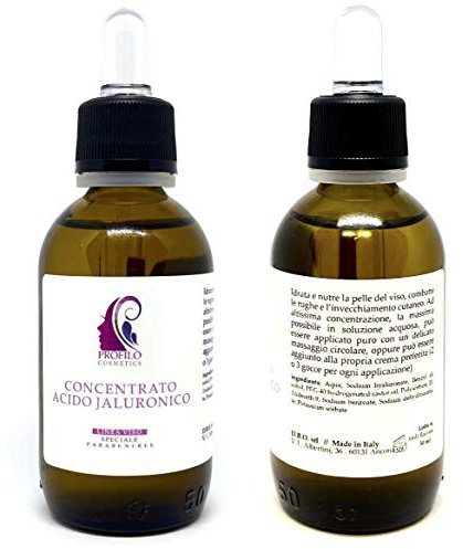 Acido Ialuronico Puro | Siero Viso Concentrato | Idratante Rughe e Macchie | Vegano e Naturale | Made in Italy, 50 ml