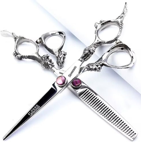 6/7/8 inch Professional Hair Cutting Thinning Scissors kit Japanese hairdressing Scissor Barber Haircutting Hairdresser Scissors for Men or Women (6 inch 4PC) (6-Zoll 2-teiliges Set)