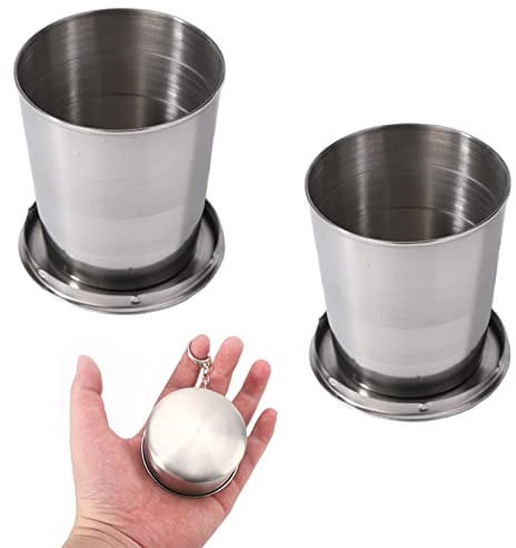 Bebochoi 2 Pezzi Tazza Pieghevole Acciaio Inossidabile, Coppa In Metallo Da Campeggio, per Viaggi All'Aperto Forniture da Campeggio Tazza d'Acqua Tazza da caffè Tazza da Birra