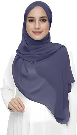 Lina & Lily Damen Muslim Premium Chiffon Hijab Kopftuch Schal aus Leicht Stoff (Schiefergrau)