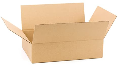 Pack mit 25 verstärkten Kartons mit den Maßen 40x30x10 cm und einfacher Welle - Hergestellt in der Europäischen Union aus recyceltem Karton, widerstandsfähig für Versand, Lagerung und Umzüge