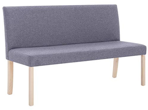 Gecheer Sitzbank mit Rückenlehne 139,5 x 54 x 85,5 cm (B x T x H) Klassisch Polsterbank Esszimmerbank Wartebank Bank Küchenbank Essbank Flurbank Wohnzimmer Hellgrau Polyester