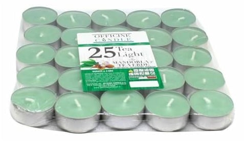 OISE ART STORE Trade Shop - Set 25 Pz Candele Verdi Profumate Fragranza Mandorla E Te Verde Tealight Lumini