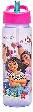 Encanto Water Bottle Flip Up Straw 600ml – Official Disney Merchandise by Polar Gear – Kids Reusable Non Spill - BPA Free - Recyclable Plastic - Ideal For School Nursery Sports Picnic - Purple & Pink