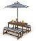 COSTWAY Table de Pique-Nique pour Enfants avec Parasol Réglable, Salon de Jardin en Bois pour Enfants avec Coussins, Table d’Activités Extérieures Intérieures, 89 x 44 x 50 cm (Bleu)