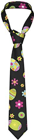 LEEOOL Herren-Krawatten mit Aufschrift „Frohe Ostern“, bunte Ostereier, Herrenkrawatten, Kunstkrawatten, Anzug-Krawatte, Business-Casual-Hochzeit, formelle Krawatte