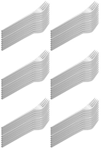 Acan Tradineur - 6 Paquetes de 100 Tenedores de plástico - Material Reutilizable y reciclable - Longitud de 16,5 cm - Color Blanco - Total 600 Uds