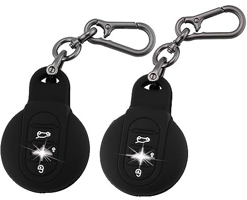ERMWALR 2 pièces Housse de porte-clés de voiture pour BMW Mini Cooper avec porte-clés pour MINI Cooper F54 Clubman F55 F56 F57 F60 Countryman 3 boutons Smart Key Holder Lot de 2 (Mn-3-BB)