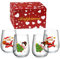 Santa Stemless Wine Glass Set of 4, Creative Christmas Gifts with Color Box, Holiday Kitchen Décor, Cup of Cheer