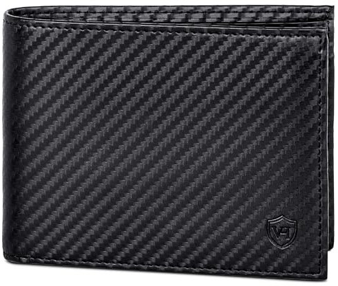VON HEESEN Leder Geldbörse RFID Schutz I Echtleder Geldbeutel für Damen & Herren I Portemonnaie Brieftasche Wallet Portmonee (Carbon-Schwarz)