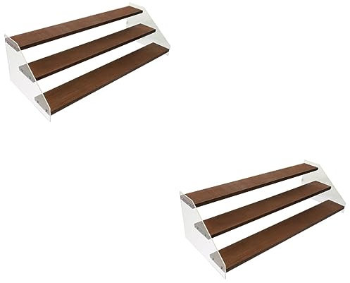 Warmhm 2 Stück Acryl-Lagerregal Holzhalterung Nagellack-Regale Desktop-Ständer Puppen-Display-Rack Desktop-Parfüm-Organizer Schnapsglas-Vitrine Holz-Acryl-Display-Rack