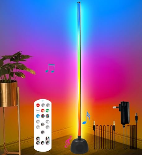 DeeprBling LED Stehlampe RGB mit 20W Bluetooth Lautsprecher, 175cm Lautsprecher-Stehlampe mit TWS & AUX-Audio, Ecklampe RGB Dimmbar mit Fernbedienung, 16 Millionen Farben, Musikmodi für Wohnzimmer