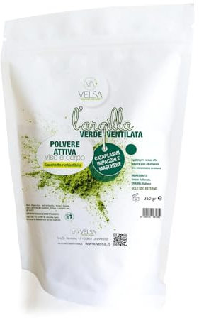 VELSA L’ARGILLA VERDE VENTILATA 350grammi-Argilla Verde ANTINFIAMMATORIA-IDEALE PER MASCHERE E IMPACCHI-MADE IN ITALY 100%