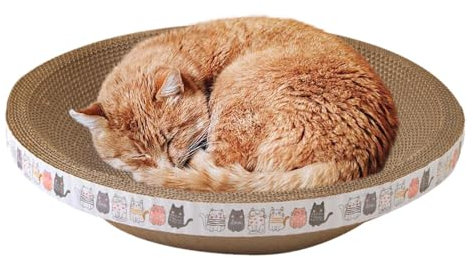 tongfeng Kratzpappe Rund Für Katzen - Katzen Kratzbrett Bett - Ovales Katzenkratzbretter Schüssel Nest - 2 In 1 Katzenkratzbetten Aus Pappe - Katzenmöbel Kratzbaum Für Den Innenbereich