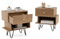 COSTWAY Table de Chevet Lot de 2 avec Tiroir, 4 Pieds en Métal Surélevés, Chevet de Lit Bois avec Compartiment, Design Irrégulier, Table de Nuit pour Chambre, Salon (Naturel)