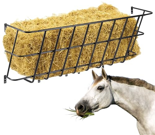 Svauoumu Ratelier a Foin pour Chevre, Mangeoire à ChèVres SurdimensionnéE Porte-Foin Mural pour ChèVres, Mangeoire à BéTail Suspendue pour Moutons et Chevaux, Facile à Installer à la Ferme (Noir)