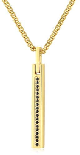 COAI Herren Edelstahl Halskette mit Zirkonia-Anhänger Gold