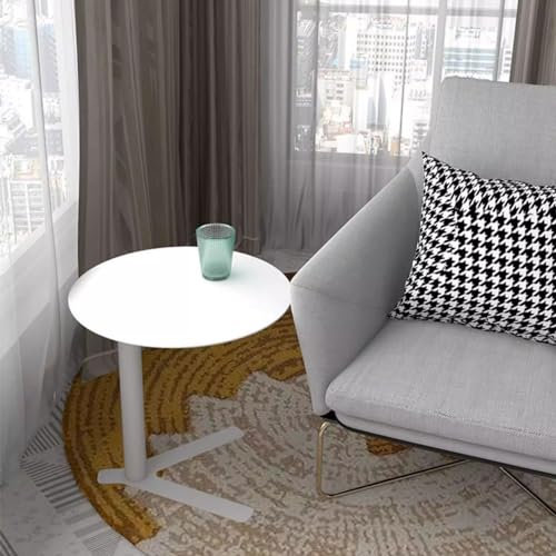 Sofa-Beistelltisch, Beistelltische aus weißem Metall, moderne Nachttische/Nachttische, Kaffee-/Snacktische, Theken-Bistro-Pub-Tische für Wohnzimmer, Schlafzimmer, Garten, Terrasse, Balkon ( Size : 50x