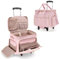 Prokva Sac à Roulettes pour Enseignants avec Roulettes, Sac Fourre-tout pour Enseignants avec Chariot Amovible, Sac à Roulettes pour Enseignants pour Ordinateurs Portables de 15,6, Rose