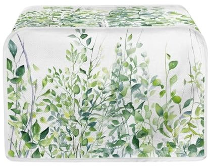 ZDCUSTOM 4 Slice Toaster Covers Green Leaf Lightweight Toaster Cover Appliance Cover with Top Hook Wide Slot Dustproof Fingerprint Protectors for Bread Toaster Machine
