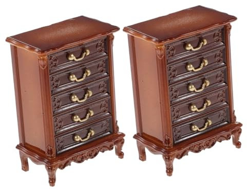 ORFOFE 2st Mini-kommode Puppenschrank Spielzeug Basteln Für Kinder Mini-aufbewahrungsschrank Puppenhaus Miniatur Selber Bauen Altes Puppenhaus Miniatur-bücherregal Mini- Hölzern Brown