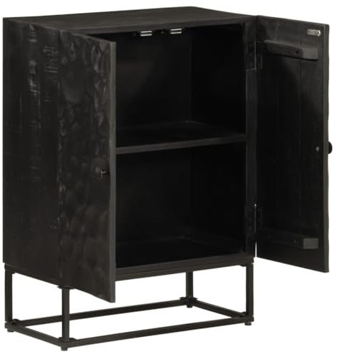 QJBSAVVA Kleiner Schrank Outdoor Schrank Spind Schrank Mehrzweckschrank - Sideboard Schwarz 55x30x76 cm Massivholz Mango und Eisen für Küche Büro Wohnzimmer Abstellraum