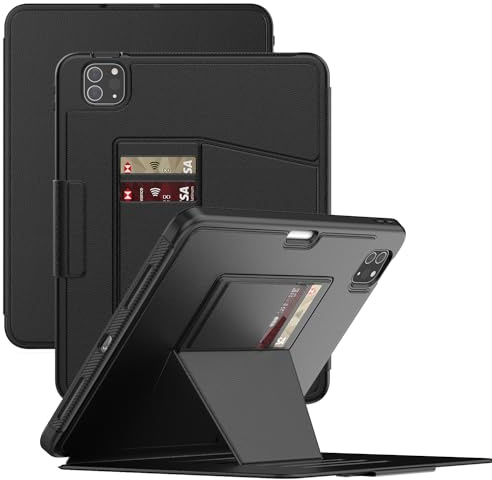 Maogoam For iPad Pro 11 inch Case 1st/2nd/3rd/4th Generation 2018/2020/2021/2022, Compatible With Apple Pencil Wireless Charging, 7 Standing View Angles, Sleep/Wake Cover, Black