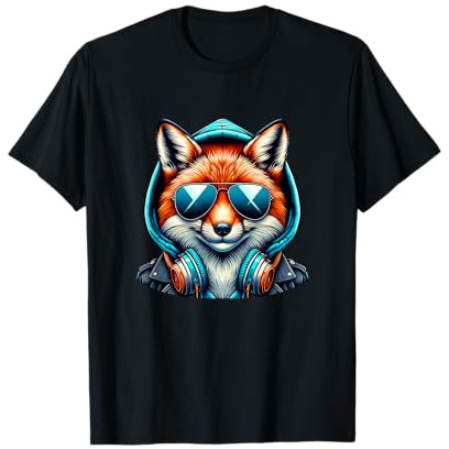 Glücklicher Fuchs Mit Kopfhörer Und Sonnenbrille T-Shirt