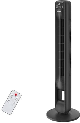 PALINTH Ventilador Silencioso de Torre, Ventiladores Silencioso de Pie Para con Mando a Distancia 100CM, Ventilador sin Aspas con 3 Velocidades, 3 Modos, Temporizador de 12 Horas, Rotación de 60°