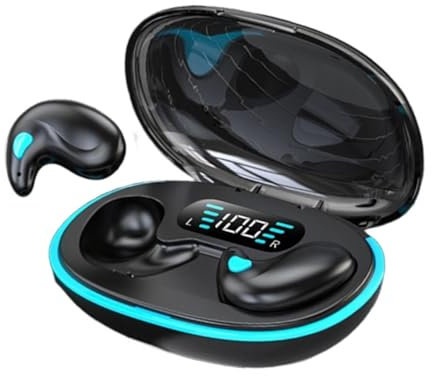 Auricolari a conduzione ossea, auricolari invisibili senza fili, leggeri, con modalità sonno, cancellazione del rumore, auricolari wireless per dormire, allenarsi, lavorare