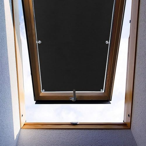 Moboo Dachfenster Rollo Thermo Sonnenschutz Verdunkelungsrollo für Dachfenster UV Schutz mit Saugnäpfe ohne Bohren ohne kleben (Schwarz,60x130cm)