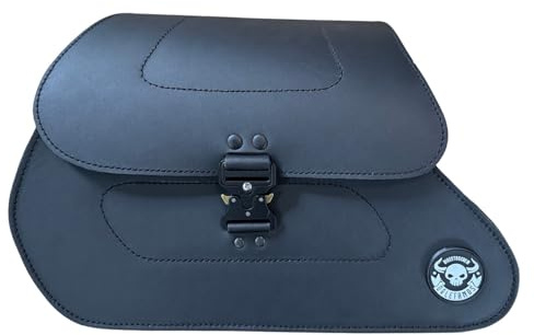 ORLETANOS ARES schwarz Links Seitentasche kompatibel mit Indian Scout/Chief Satteltasche Echtleder groß unikat Bobber Darkhorse