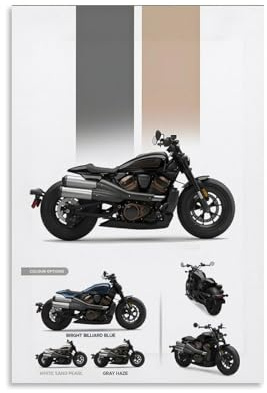 POKKMNJB Motorrad-Poster, Harley Davidson, Cafe Racer, Street Bike, Poster, ästhetischer Leinwand-Kunstdruck, Heimdekoration für Schlafzimmer, Wohnzimmer, 40 x 60 cm, ungerahmter Stil