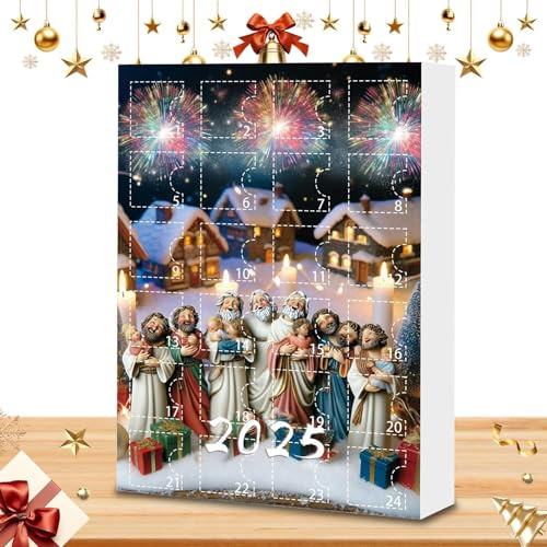 Tuxxjzm Weihnachts-Countdown-Kalender | 2025 Weihnachten 2D Acryl Jesus Charm Kalender - Dekorativer Festivalanhänger für Fenster Äste Auto Festival Outdoor Wand Eingang Hof