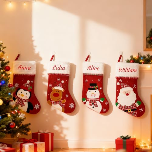 Personalized Christmas Stocking, Custom Red Stocking, 1 Pc