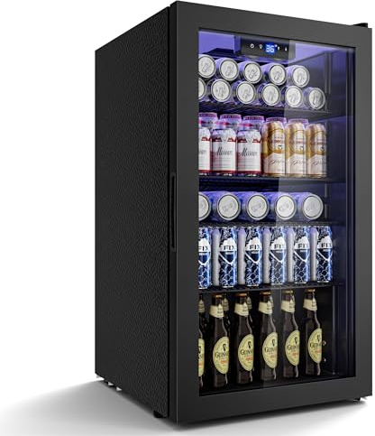 Airfish Getränkekühlschrank mit Glasfront - 85L Kompaktkühlschrank mit verstellbaren Regalen für 120 Dosen