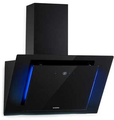 Klarstein Eleonora - Headroom extractor hood, EEK A++, exhaust air flow: 426 m³/h, touch control, RGB ambient colour, 60 dB, recirculation and exhaust air, LED lighting, grease filter, 60 cm, black